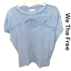 We The Free Blue Distressed Top